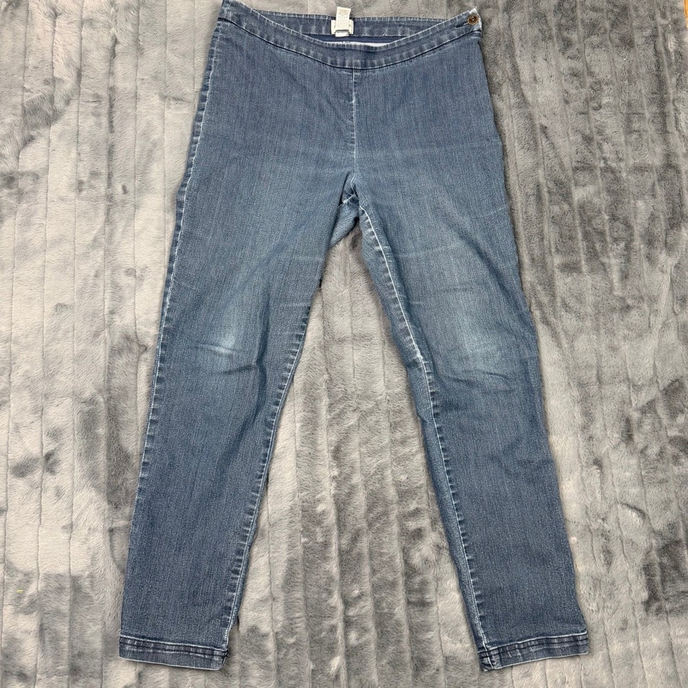 Chicos Pull On Denim Leggings Medium Wash Blue Slim Fit Size 2.5 Reg 9123